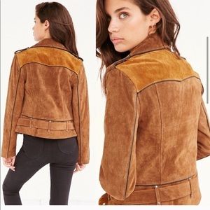 Urban Outfitters Tan Suede Moto Jacket